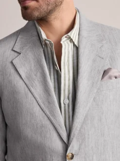 Next Gris clair - Veste de costume slim Leomaster 100% lin italien Outlet