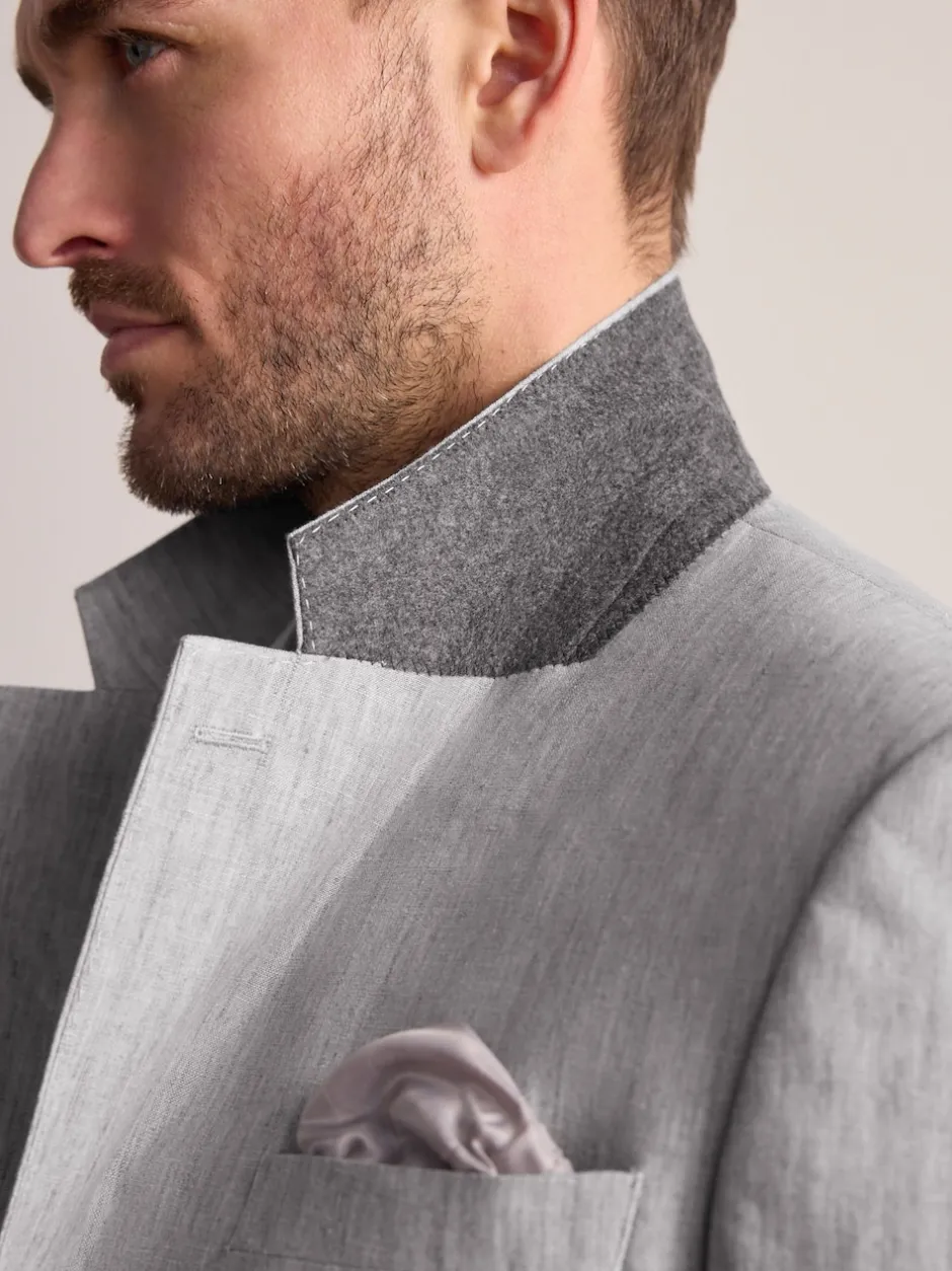 Next Gris clair - Veste de costume slim Leomaster 100% lin italien Outlet