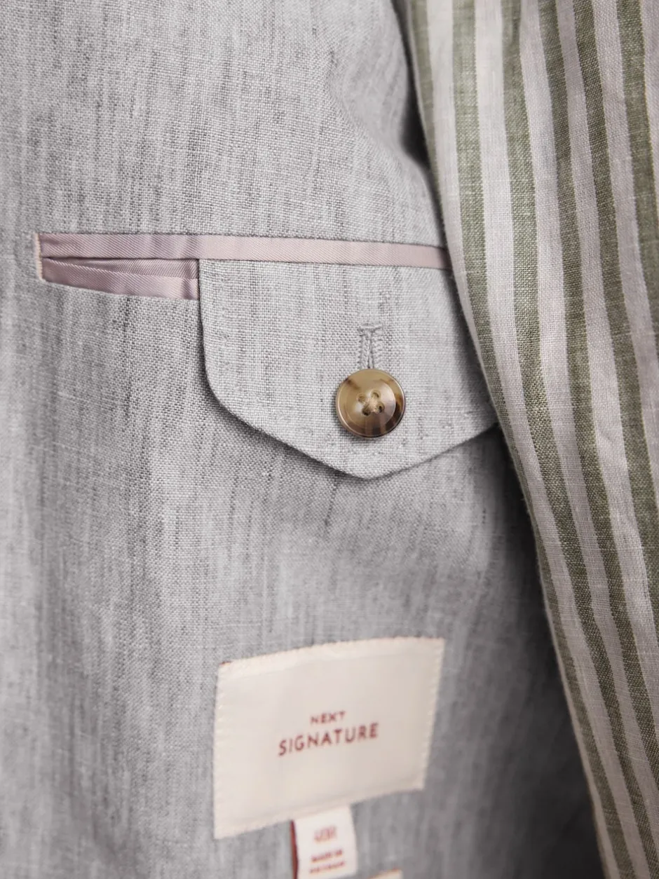 Next Gris clair - Veste de costume slim Leomaster 100% lin italien Outlet