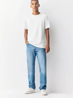 Next - Slim Fit (Slim Fit) - T-shirt Essential Col rond en coton Gris clair chiné Outlet