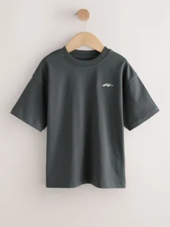 Next Gris clair/marron/gris foncé/vert - Lot de 4 T-shirts à Manches courtes avec Logo Graphique sur la Poitrine (3-16ans) Best