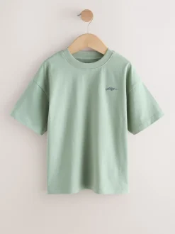 Next Gris clair/marron/gris foncé/vert - Lot de 4 T-shirts à Manches courtes avec Logo Graphique sur la Poitrine (3-16ans) Best