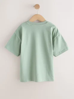 Next Gris clair/marron/gris foncé/vert - Lot de 4 T-shirts à Manches courtes avec Logo Graphique sur la Poitrine (3-16ans) Best