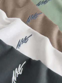 Next Gris clair/marron/gris foncé/vert - Lot de 4 T-shirts à Manches courtes avec Logo Graphique sur la Poitrine (3-16ans) Best