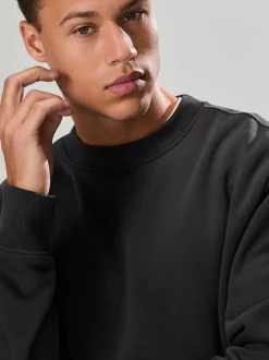 Next - Ajustement régulier - Sweat-shirt épais à Col rond riche en coton Gris d'ardoise Clearance