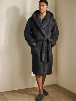 Next Gris d'ardoise - Peignoir imitation peau de mouton New