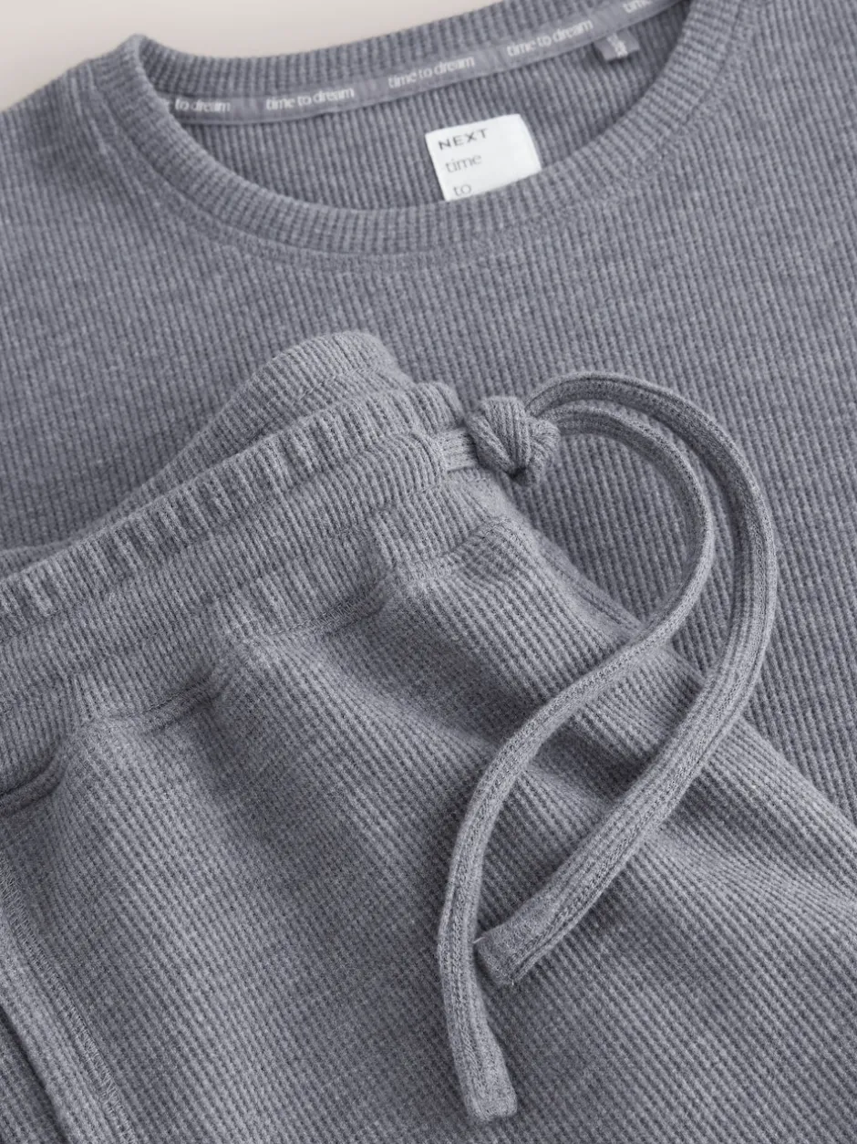 Next - Pyjama à manches longues Cosy Waffle Gris d'ardoise Hot