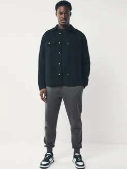 Next Gris d'ardoise - Slim Fit (Slim Fit) - Pantalon de Joggings en coupe ajustée à dos brosse Sale