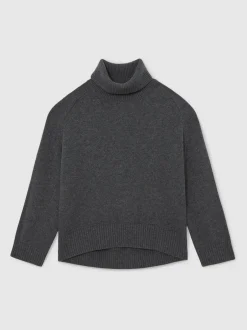 Reiss - Pull col roulé en laine et cachemire Brooklyn Gris de charbon de bois Clearance