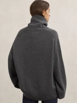 Reiss - Pull col roulé en laine et cachemire Brooklyn Gris de charbon de bois Clearance
