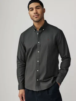 Next - Chemise Oxford stretch à manches longues Gris de charbon de bois Best
