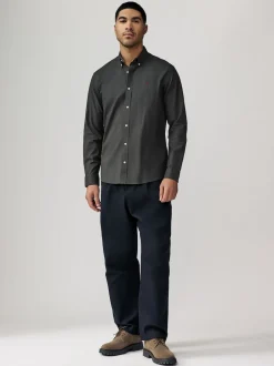 Next - Chemise Oxford stretch à manches longues Gris de charbon de bois Best
