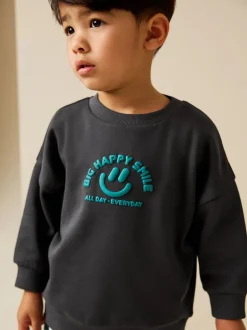 Next - Sweat imprimé All-over Col rond (3mois -7ans) Gris de charbon de bois Online