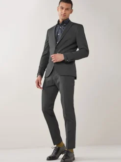 Next Gris de charbon de bois - - Veste de costume à deux boutons Skinny Fit (Skinny Fit) Hot