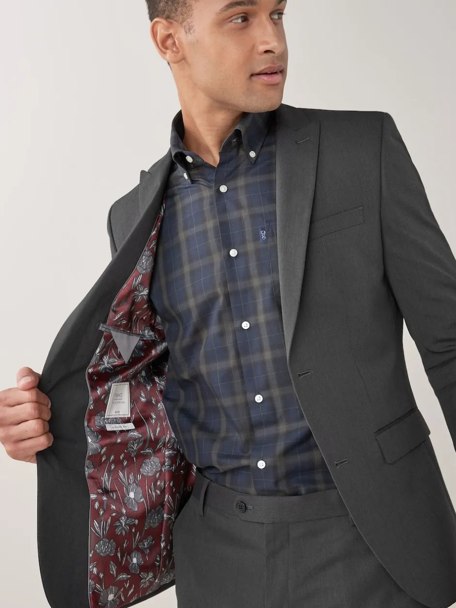 Next Gris de charbon de bois - - Veste de costume à deux boutons Skinny Fit (Skinny Fit) Hot