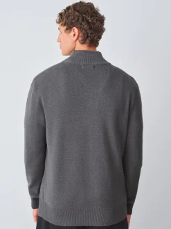 Next Gris de charbon de bois - Logo cerf - Pull N.Premium Coupe classique 100% Coton Premium à fermeture éclair New