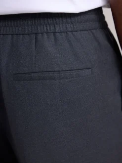 Next Gris de charbon de bois - Pantalons Habillé texturés à taille élastiquée en laine Online