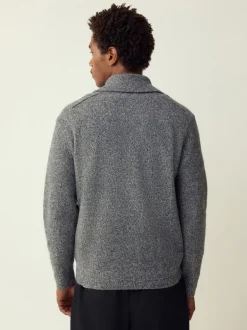 Next Gris de charbon de bois - Pull à encolure zippée en laine Sale