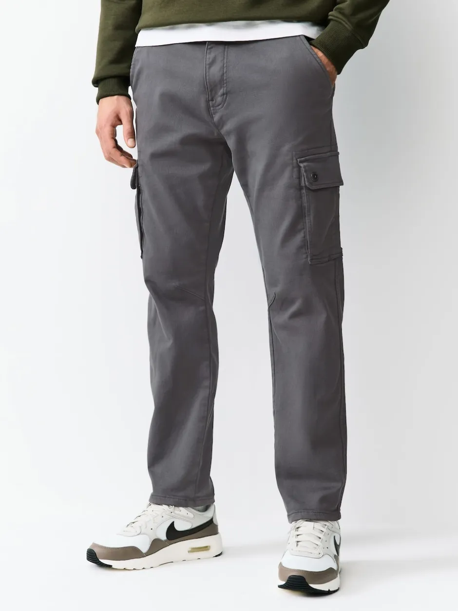 Next Gris de charbon de bois - Pantalon cargo coupe ajustée Motionflex stretch Clearance