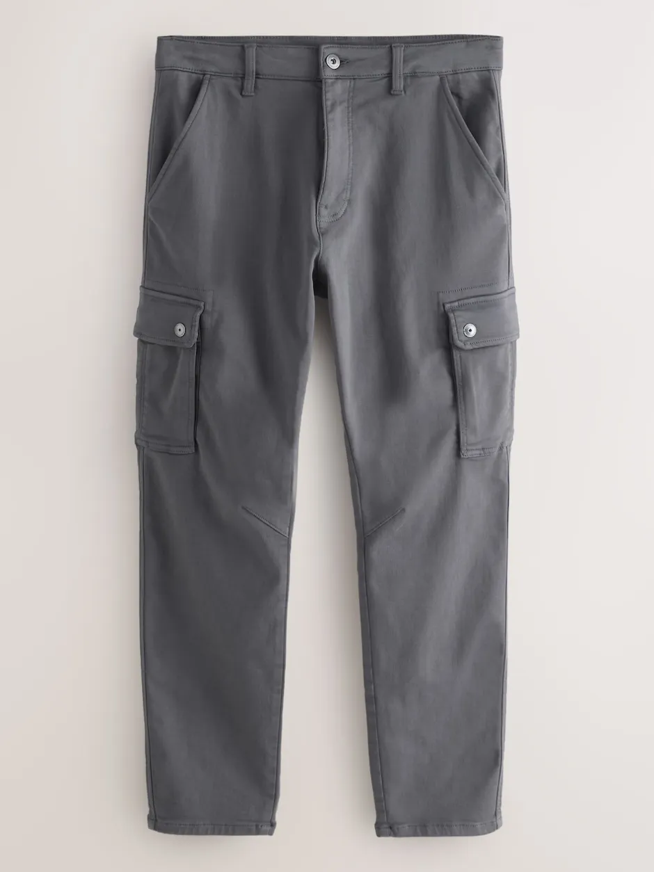 Next Gris de charbon de bois - Pantalon cargo coupe ajustée Motionflex stretch Clearance
