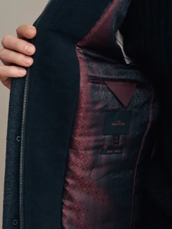 Next Gris de charbon de bois - Signature Manteau en laine richement rembourré en tissu italien doux au toucher Col cheminée Coat