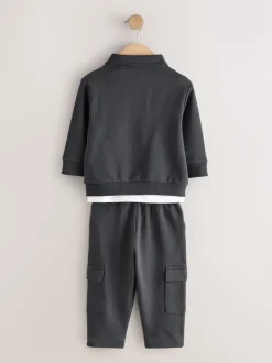 Next - Ensemble 3 pièces T-shirt et Survêtement (3mois-7ans) Gris de charbon de bois Sale