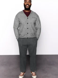 Next Gris de charbon de bois - Pantalon élégant en coton brossé texturé coupe classique Outlet