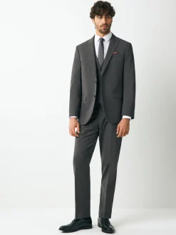 Next Gris de charbon de bois - - Veste de costume à deux boutons Ajustement régulier Sale