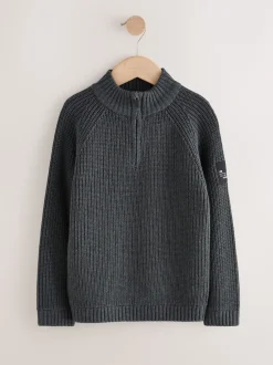 Next Gris de charbon de bois - Pull utilitaire en maille à col zippé (3-16ans) Best