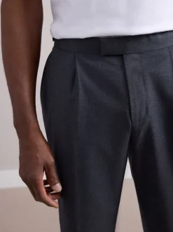 Next Gris de charbon de bois - Pantalon élégant riche en laine texturé avec pattes d'ajustement sur les côtés Discount
