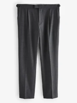 Next Gris de charbon de bois - Pantalon élégant riche en laine texturé avec pattes d'ajustement sur les côtés Discount