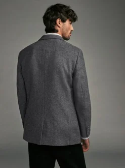 Next Gris de charbon de bois - Ajustement régulier - Blazer à chevrons riche en laine Online