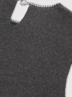 Reiss Gris de charbon de bois - Débardeur Nina en maille de laine Mélange à bordure en collier Discount