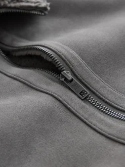 Next Gris de charbon de bois - Veste imitation daim doublure aspect peau de mouton Best