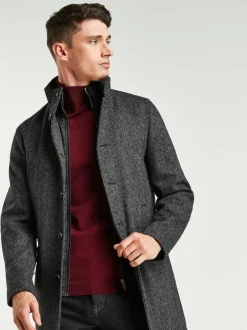 Next Gris de charbon de bois - Gilet en laine à chevrons Manteau matelassé Sale