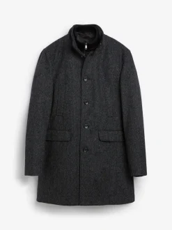 Next Gris de charbon de bois - Gilet en laine à chevrons Manteau matelassé Sale