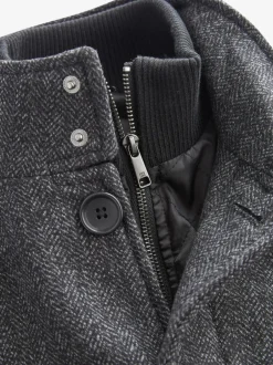 Next Gris de charbon de bois - Gilet en laine à chevrons Manteau matelassé Sale