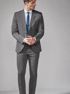 Next Gris de charbon de bois - - Veste de costume à deux boutons Coupe sur mesure