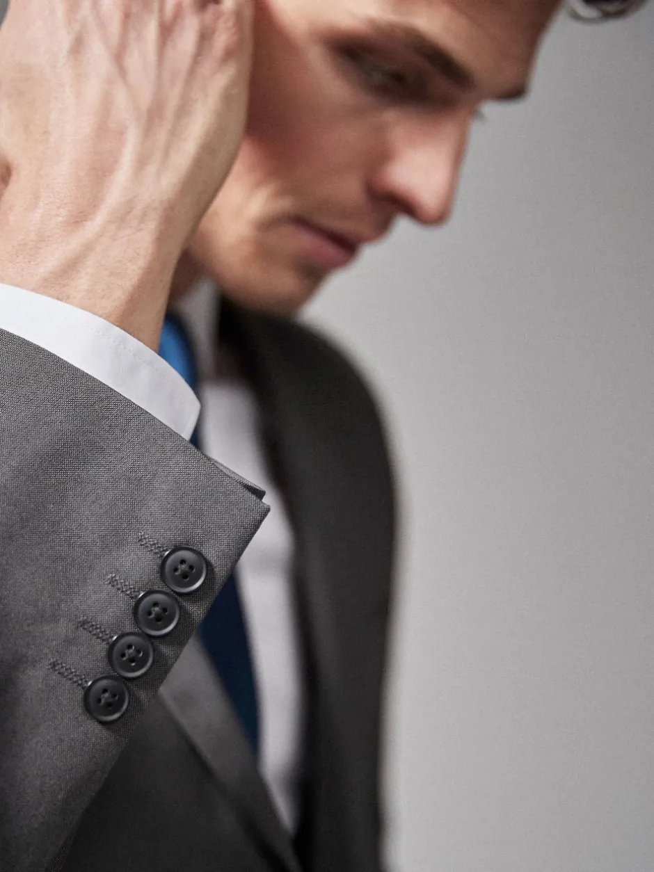 Next Gris de charbon de bois - - Veste de costume à deux boutons Coupe sur mesure