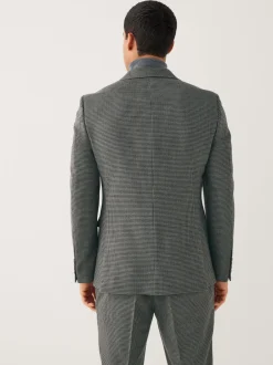 Next Gris de charbon de bois - Veste de costume Coupe ajustée en laine à dents de chiot Blend New