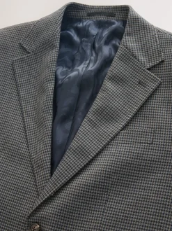 Next Gris de charbon de bois - Veste de costume Coupe ajustée en laine à dents de chiot Blend New