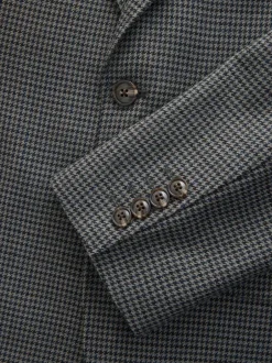 Next Gris de charbon de bois - Veste de costume Coupe ajustée en laine à dents de chiot Blend New