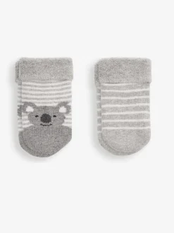 Jojo Maman Bébé - 2-Lot Bébé Chaussettes Gris motif koala