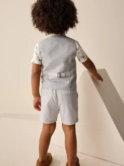 Next Gris motif pied-de-poule - Gilet/chemises/shorts et noué Cravate (3 {} mois-9ans) New