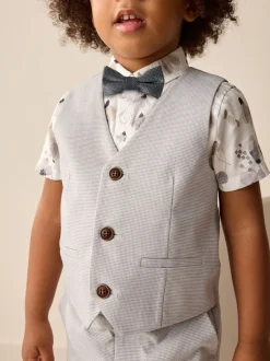 Next Gris motif pied-de-poule - Gilet/chemises/shorts et noué Cravate (3 {} mois-9ans) New