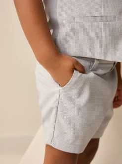 Next Gris motif pied-de-poule - Gilet/chemises/shorts et noué Cravate (3 {} mois-9ans) New