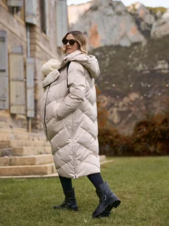 Seraphine Gris taupe - Long 3-en-1 Doudoune de Grossesse et de portage Hot