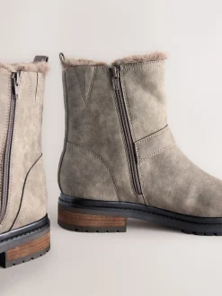 Next Gris texturé - Bottines Forever Comfort® en fourrure synthétique Sale