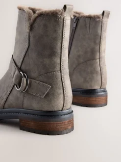 Next Gris texturé - Bottines Forever Comfort® en fourrure synthétique Sale