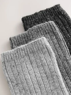 Next - Laine thermale Blend Chaussettes de cheville 3 Lot avec soie Gris ton sur ton Sale